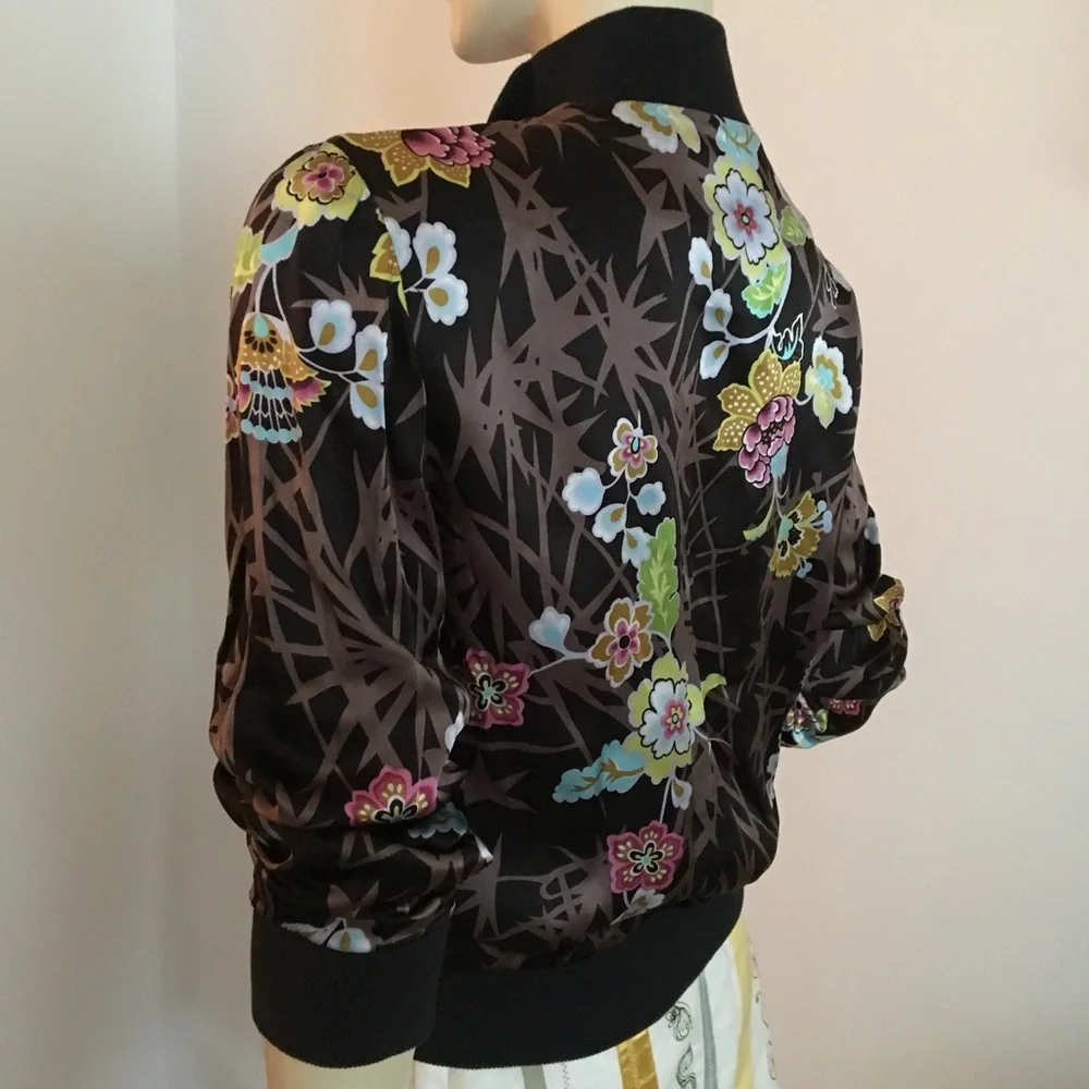 Spenser Jeremy Floral silk print zippered bomber jacket - Picture 5 of 7